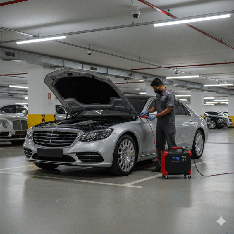 car battery completely dead solution jumpstart Dubai