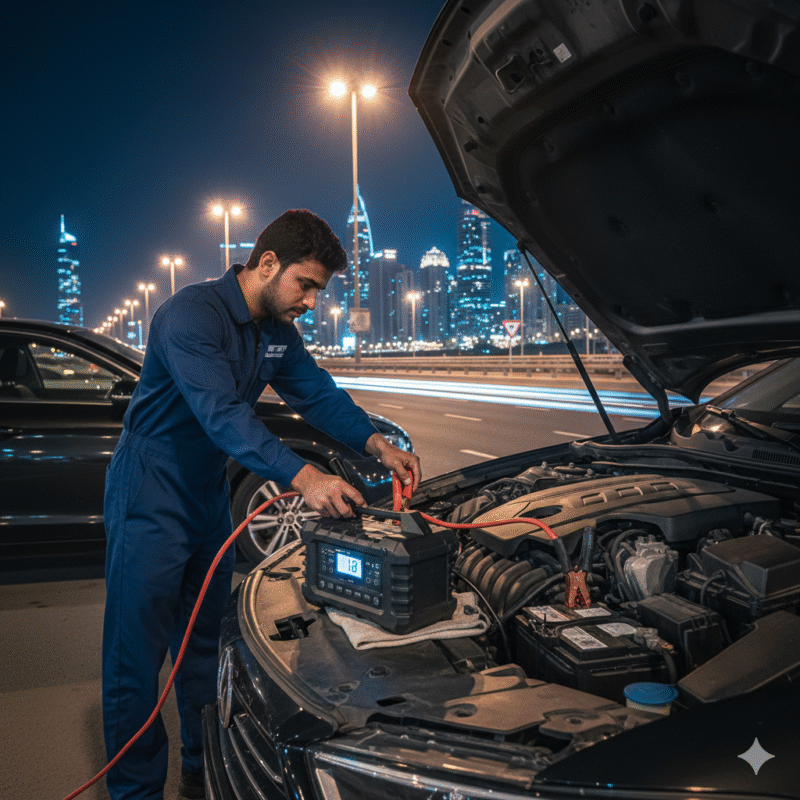 overnight battery drain solution jumpstart Dubai