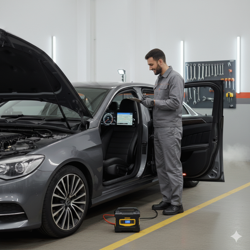 engine running after weak battery jumpstart Dubai
