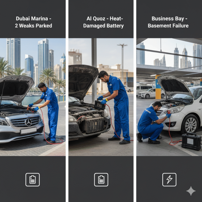 case study completely dead battery jumpstart Dubai