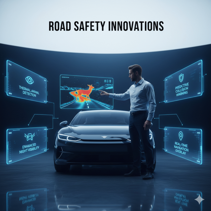 Visual user guide infographic showing main content title at the top, key points highlighted on the sides, and professional brand/action scene in the center.