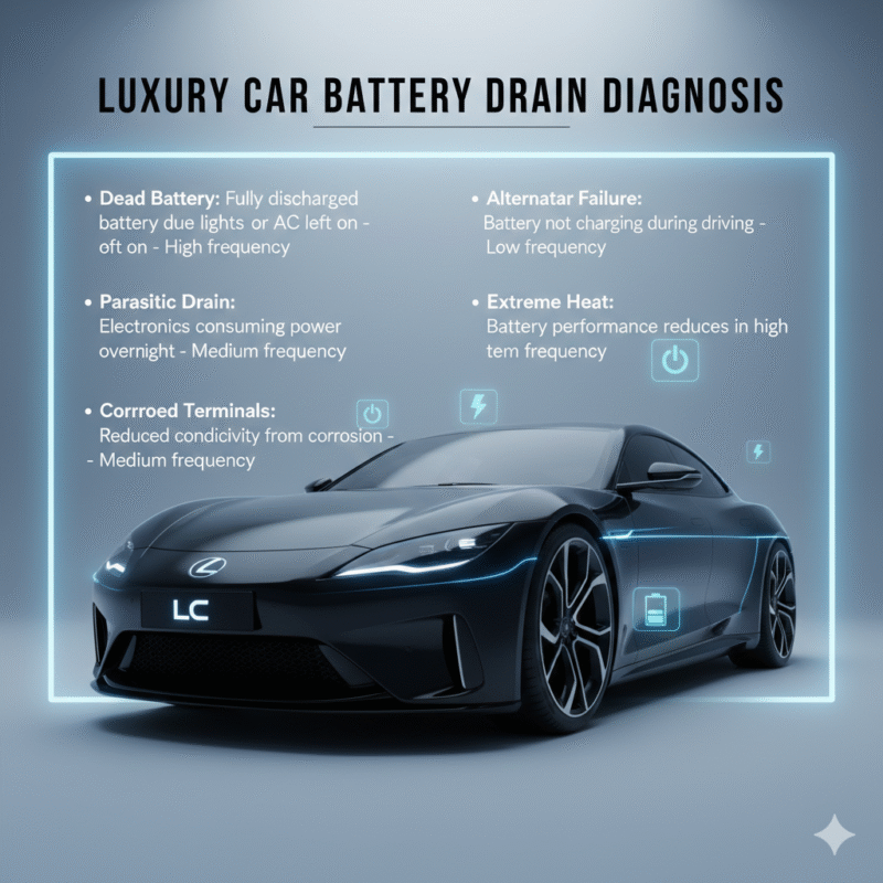 "High-resolution user guide feature image with top title, side bullet points, and central luxury car image with subtle animated highlights."