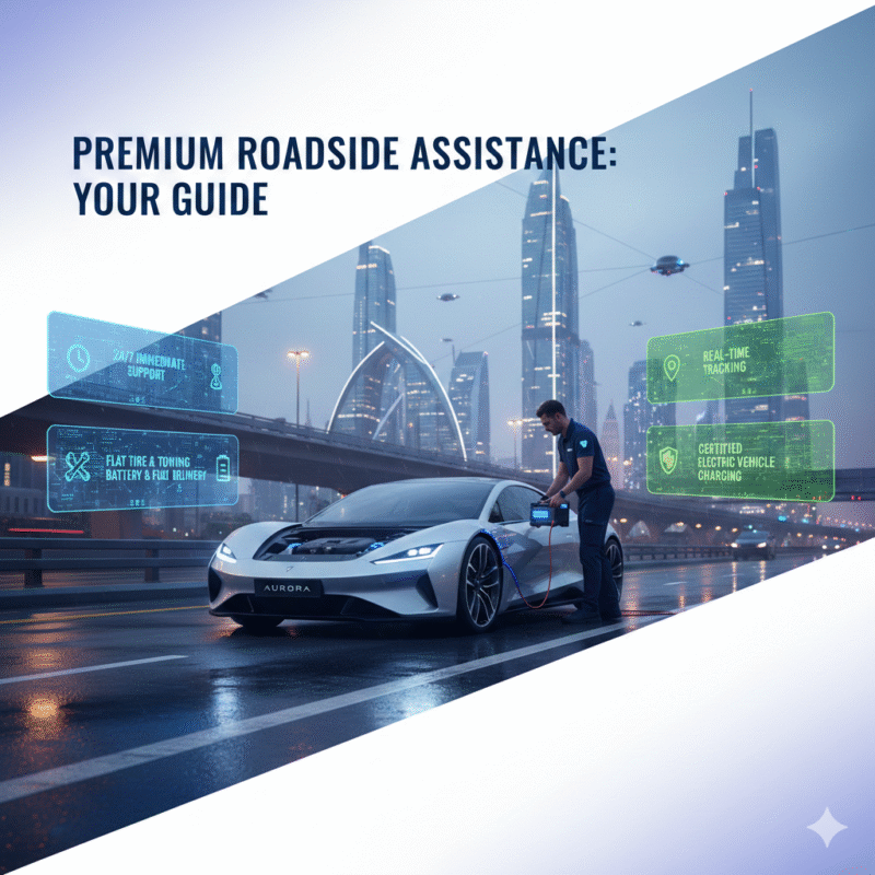 Professional jump start car assistance guide illustration showing technician helping a vehicle with highlighted key tips and modern infographic layout.