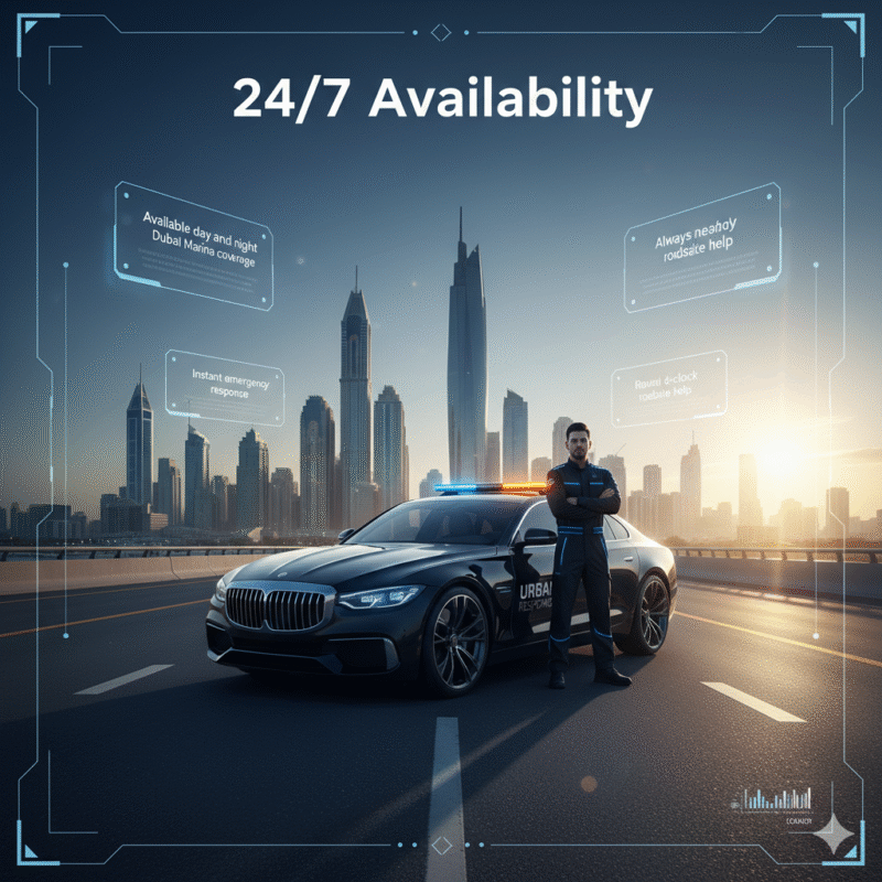 24/7 roadside car assistance service available day and night in Dubai Marina