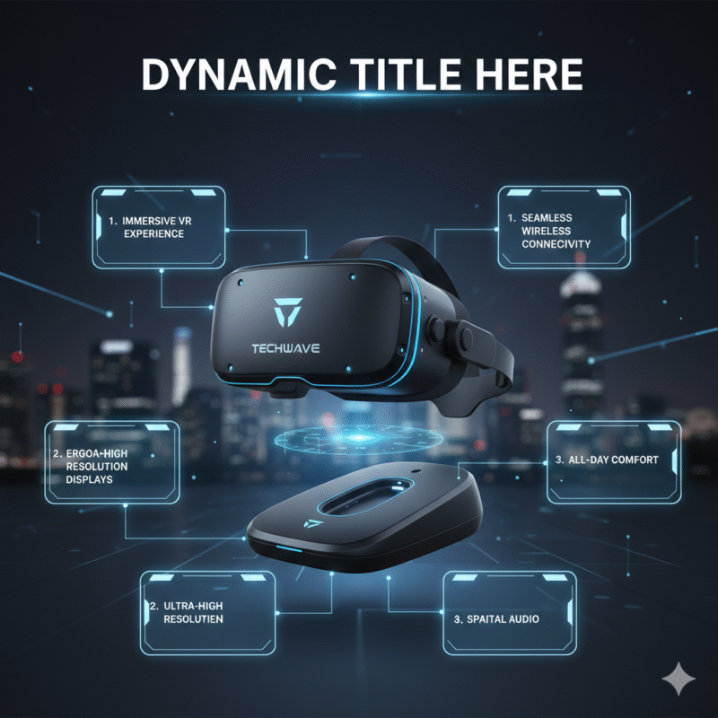 High-end user guide infographic showing central branded image with side key points and animated information panels