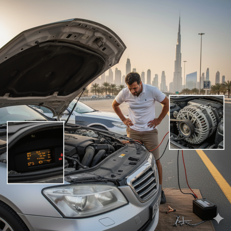 Dubai car stalling after jumpstart due to bad alternator