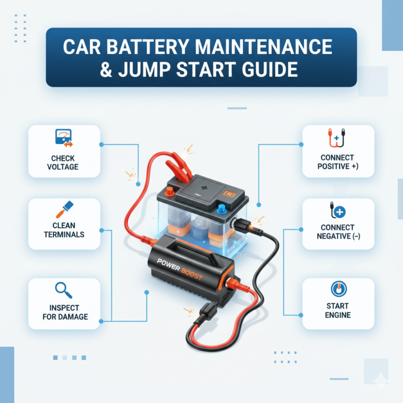 “Animated-style user guide image with guide title on top, key points displayed as bullet icons on sides, and central 3D brand/product illustration, high-resolution infographic style.”