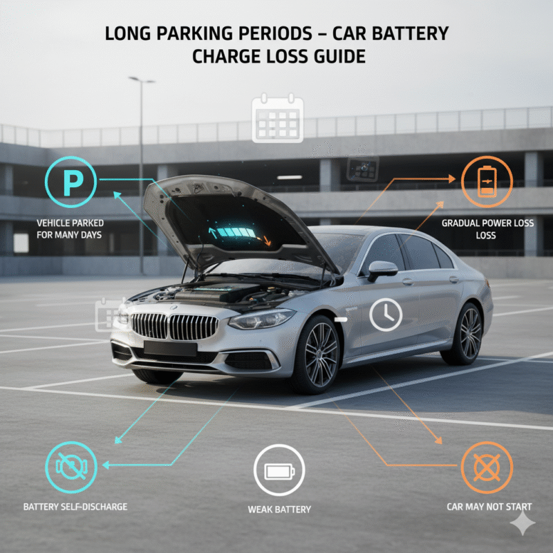 Car battery losing charge due to long parking periods and vehicle inactivity