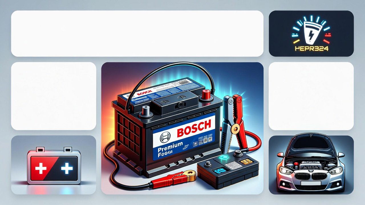 “Animated infographic showing common car jump start situations with title at the top, key points on sides, and premium brand battery in the center.”