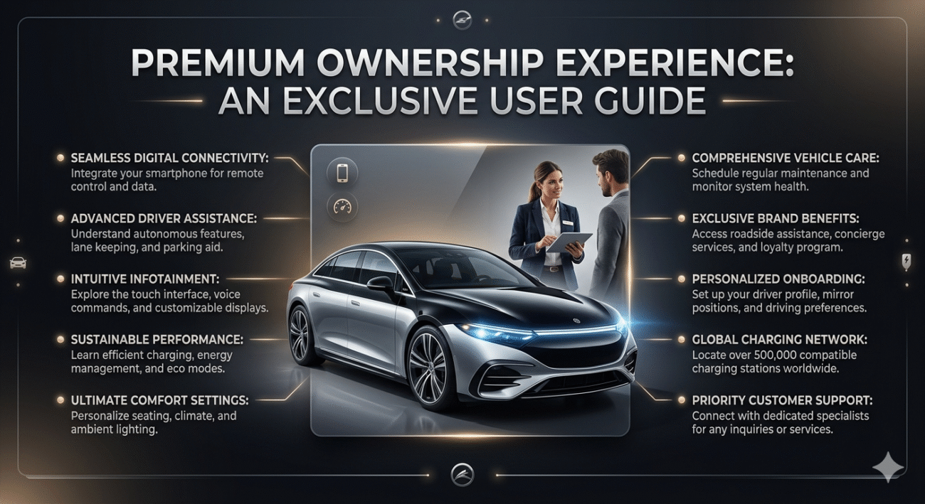 Professional user guide infographic showing car jump start service in Al Safa Dubai with key points on both sides and a central automotive image.