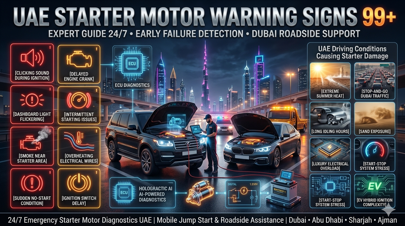 UAE Starter Motor Warning Signs 99+(Expert Guide 24/7)